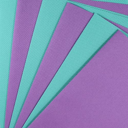 Image of KCS 6 pc of 12 inch x 18 inch(30cmx45cm) 14CT Counted Cotton Aida Cloth Cross Stitch Fabric (Lavender+Sea Green)