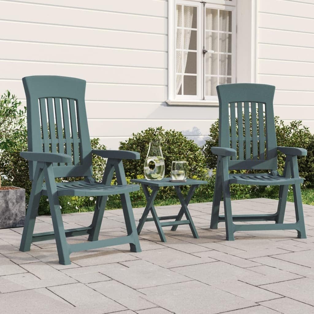 Patio Reclining Chairs 2 pcs Green PP Lawn Chairs