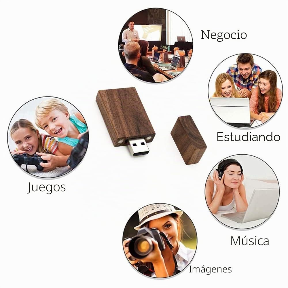 Paquete de 10 unidades de memoria flash USB, memoria USB de madera (2.0 16 GB, madera de nogal)