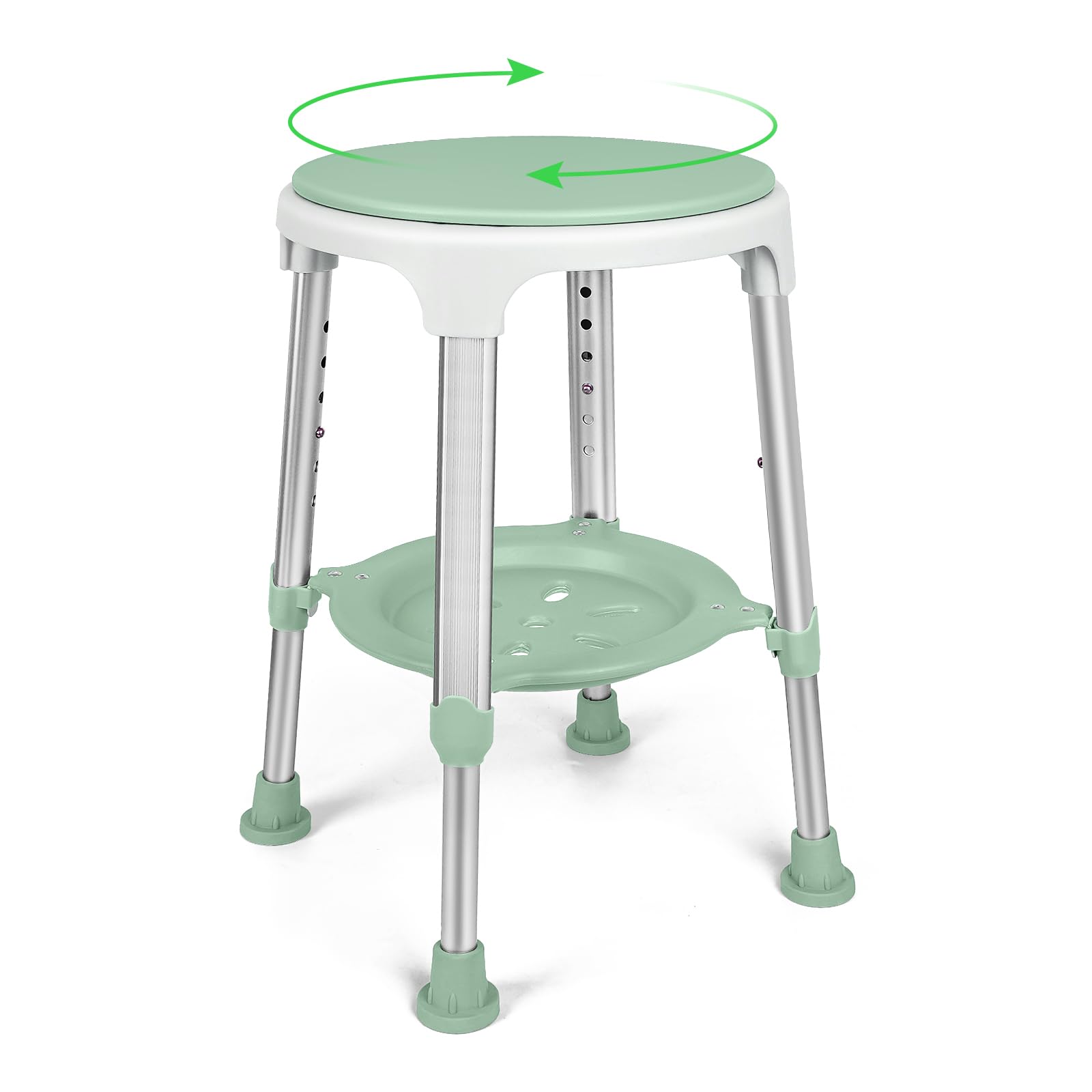 Silla de Ducha para Ducha Interior, Taburete Giratorio elegible para FSA/HSA, 350 Libras, Silla de bañera Ajustable y Taburete de baño con Bandeja de Almacenamiento para Personas Mayores,
