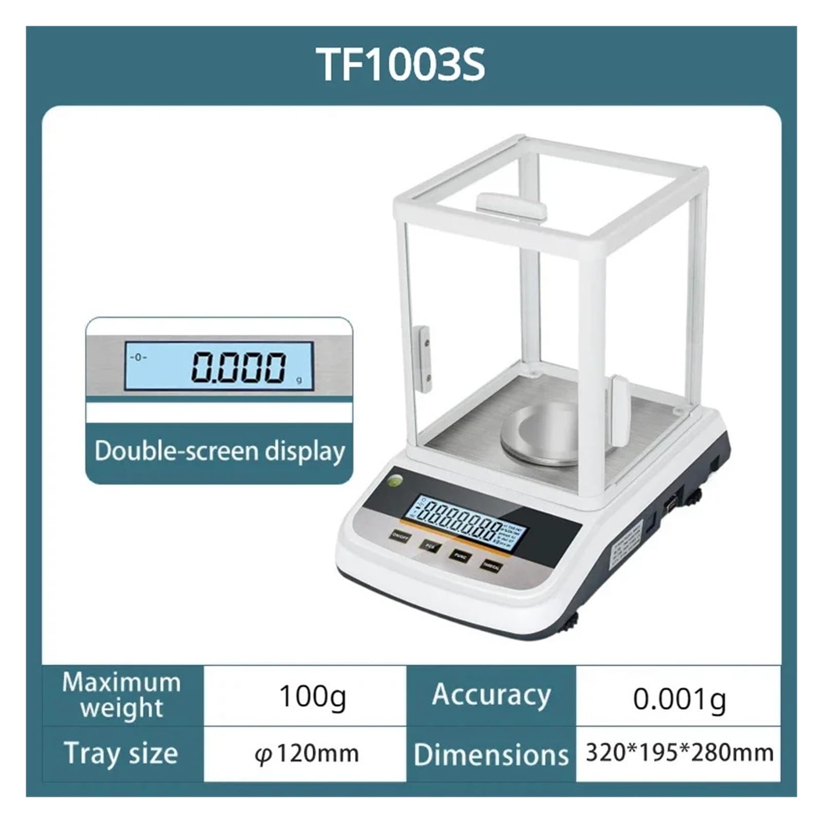 Bilancia analitica di precisione da laboratorio Display a doppio schermo Bilancia digitale for gioielli Bilancia 200g/300g/500g 0,001g Risposta rapida(TF1003S (100g 1mg))