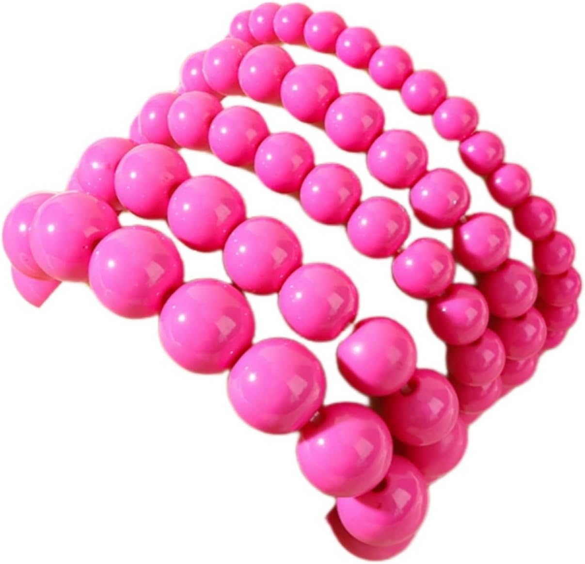 5/6Pcs Set Bohemian Colorful Multilayered Round Bead Stretch Adjustable Bracelet Retro Chunky Jewelry Charm Holiday Boho 80s 90s Pink Purple Stackable Strand Bracelet