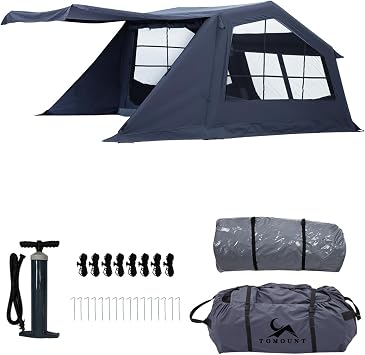 TOMOUNT Inflatable Tent 6 man tent Hot Tent Camping Tent Summer House for The Garden, Bell Tent With Storage Bag and Air Pump for Camping Outdoor, Hiking