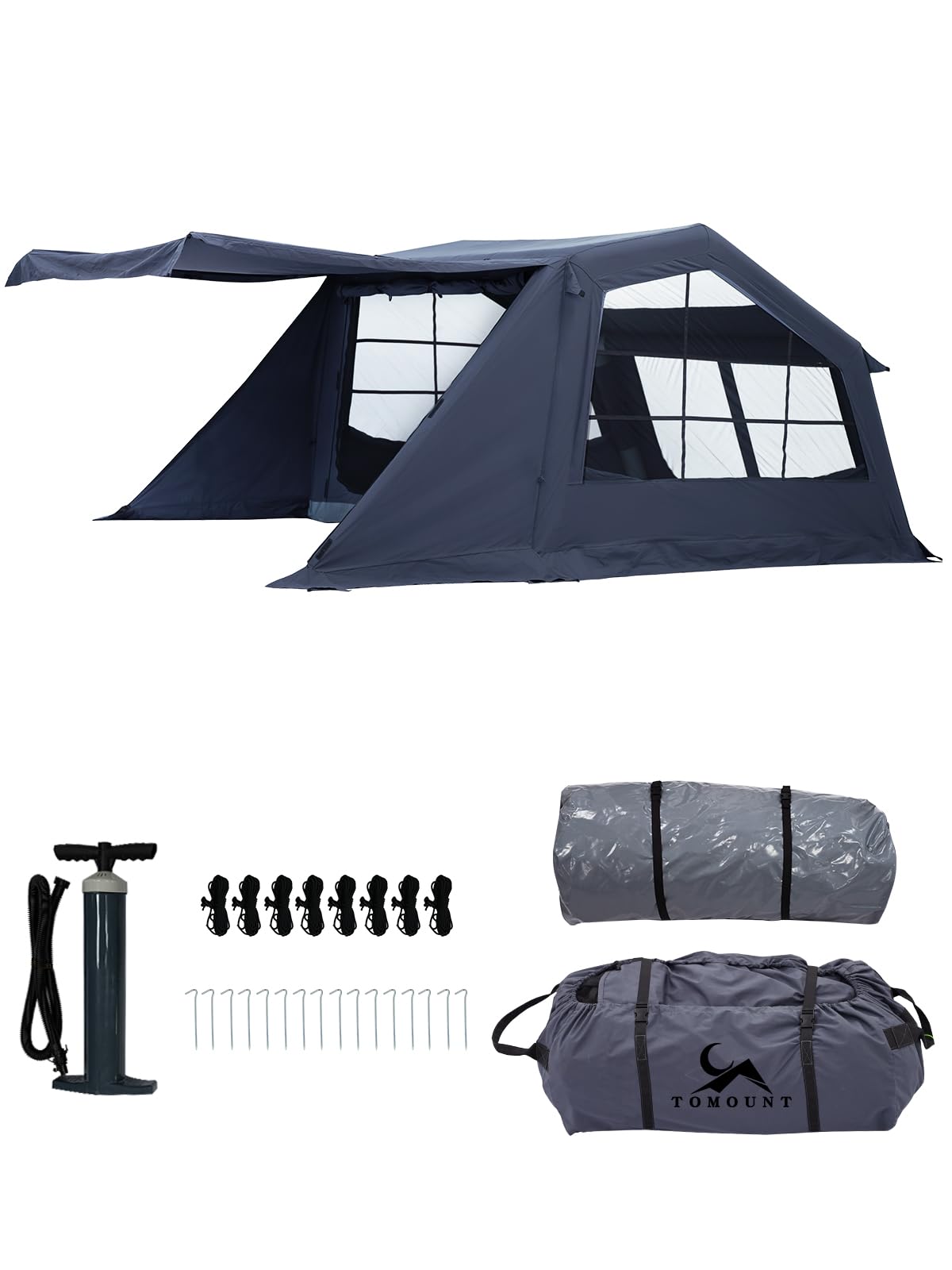 TOMOUNT Tente gonflable pour 6 personnes Tente de camping Tente d'été pour le jardin, tente cloche avec sac de rangement et pompe à air pour camping en plein air, randonnée