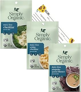 Simply Organic Dairy Free Organic Cheese Sauce Mix Variety Bundle 3 Pack | White Cheddar, Cheddar, Jalapeno Queso Blanco |...