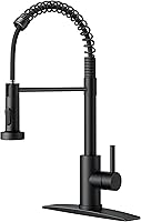FORIOUS Black Stainless Steel Kitchen Faucet with Pull Down Sprayer - Commercial Spring Single Handle for Farmhouse Sink, Pot Filler, RV