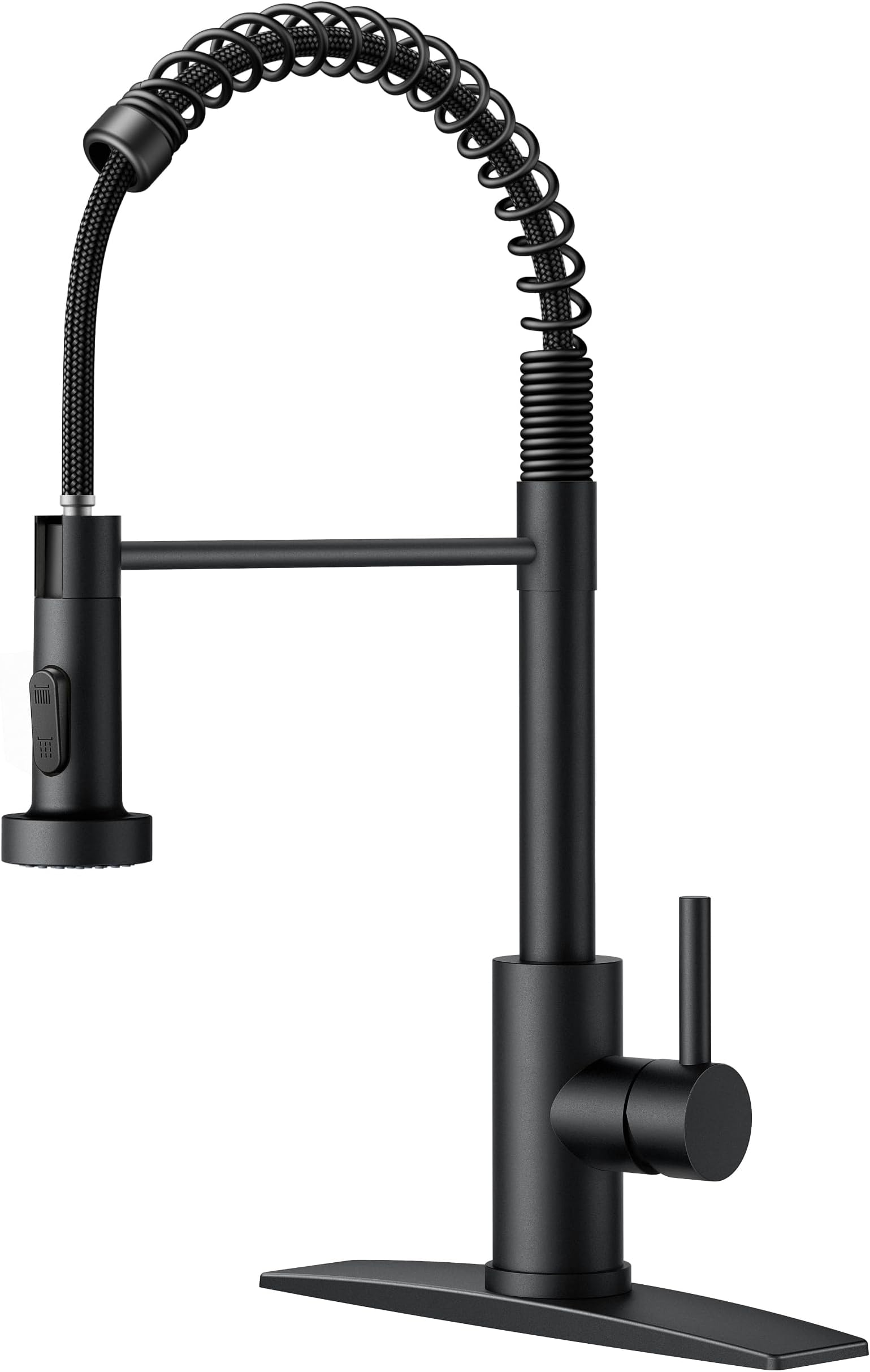 FORIOUS Black Kitchen Faucet with Pull Down Sprayer, Stainless Steel Commercial Single Handle Classic Spring Pull Out Kitchen Sink Faucet for Pot Filler, Farmhouse Camper Bar Laundry Room