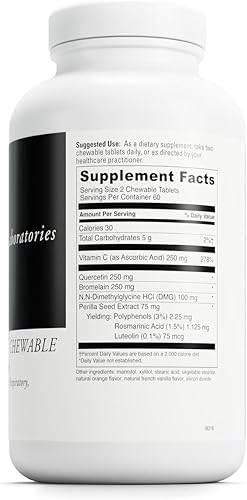 Miniatura 2 de DAVINCI Labs Aller-DMG Masticable - Apoyo para la salud inmunológica, ayuda de histamina y apoyo respiratorio* - Sabor a crema de naranja - 120