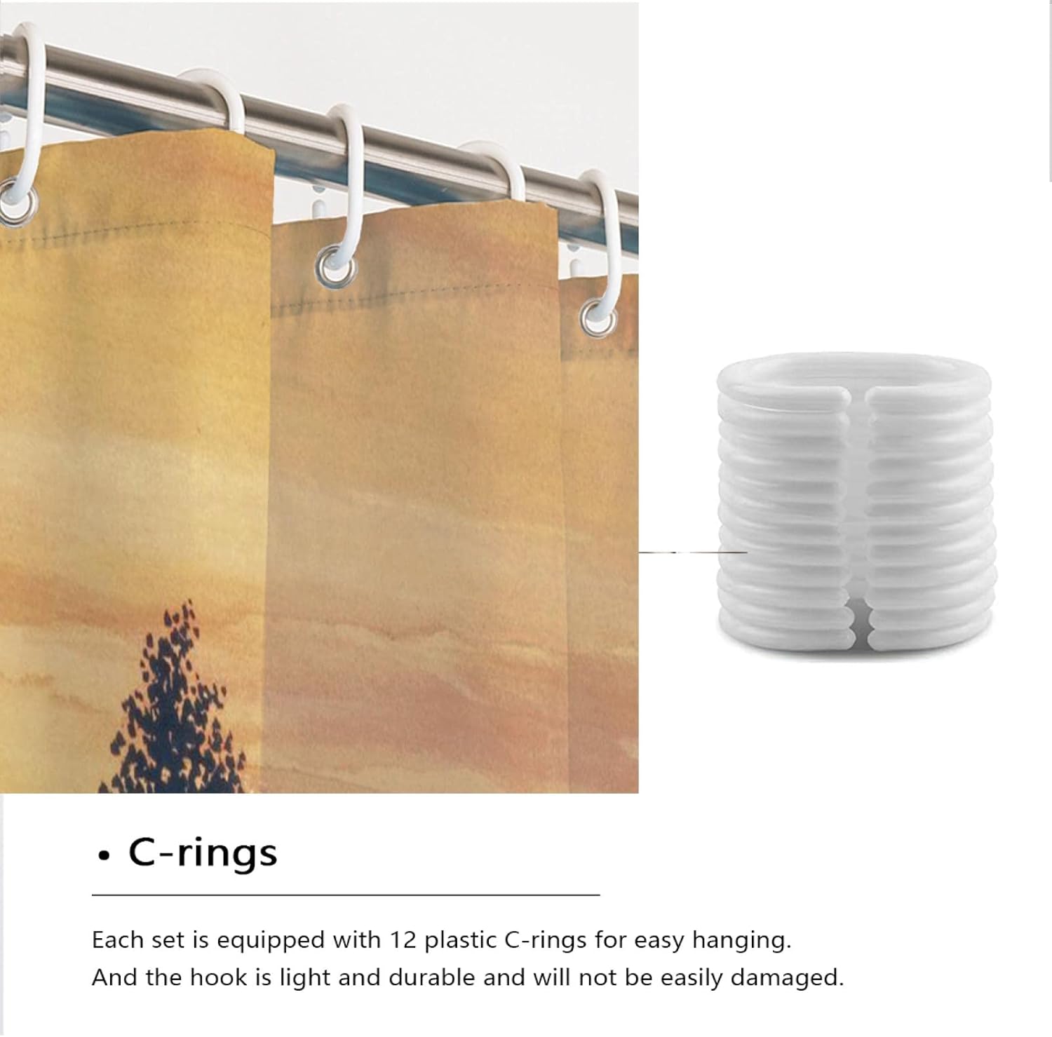 Magritte Surrealist Shower Curtain Forest Sunset Shower Curtain Liner Home Clean Bathroom Decor Waterproof Shower Curtain Set with Hooks W78 x L78(in)