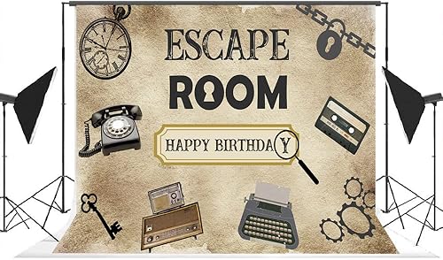 Miniatura 4 de Lofaris Telón de fondo de cumpleaños con tema de detective, sala de escape, fondo de fiesta, misterio, investigación, análisis de suministros para