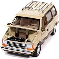 1987 Plymouth Voyager Van 1/64 Diecast Model - Light Cream Golden Bronze Mighty Minivans Series by Auto World