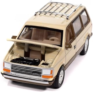 1987 Plymouth Voyager Van 1/64 Diecast Model - Light Cream Golden Bronze Mighty Minivans Series by Auto World