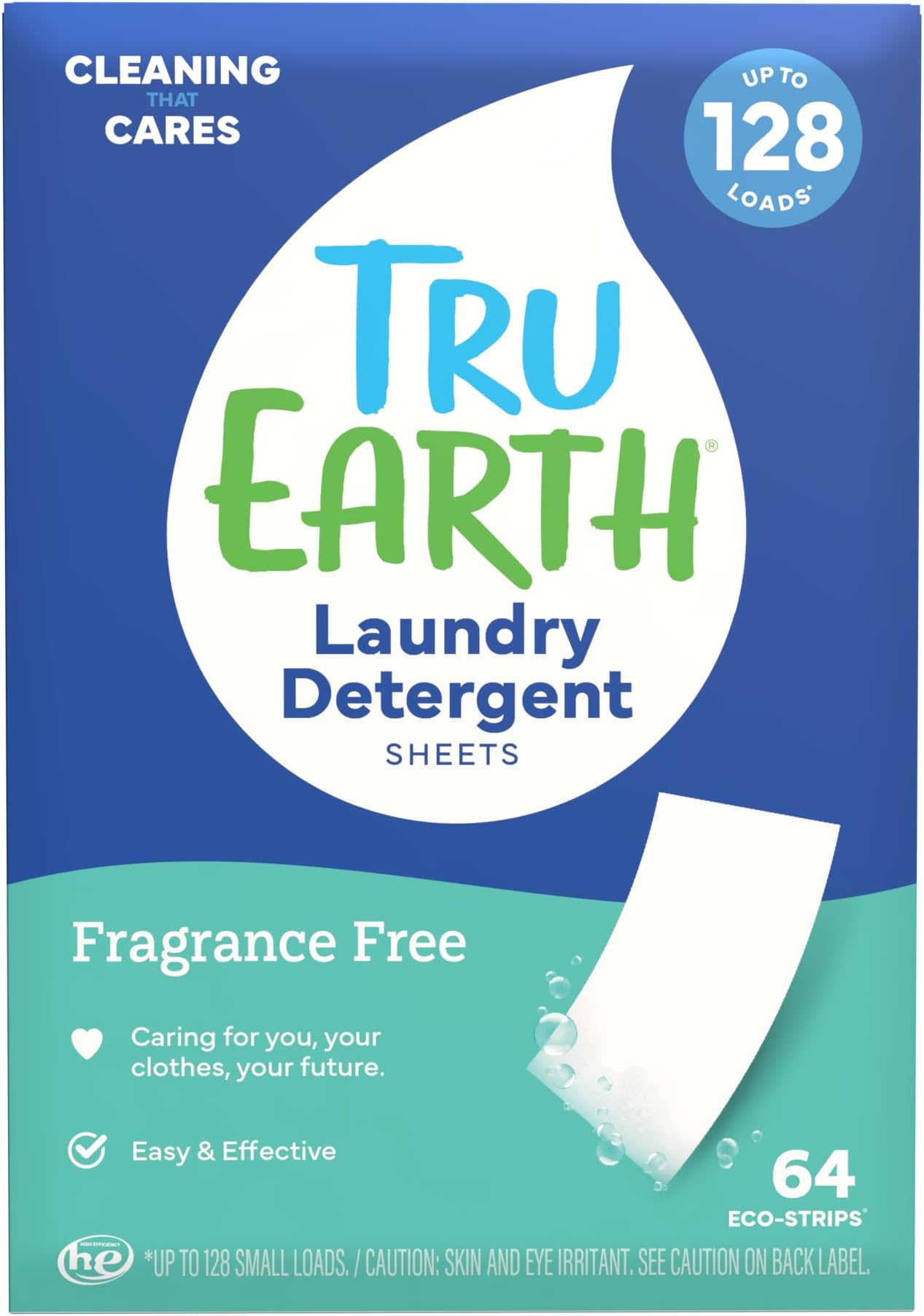 Tru Earth Fabric Softener Strips for Washing Machine, Alternative to Fabric Softener Liquid and Pods, Fresh Linen Scent Booster, Up to 128 Loads Per 64-Count