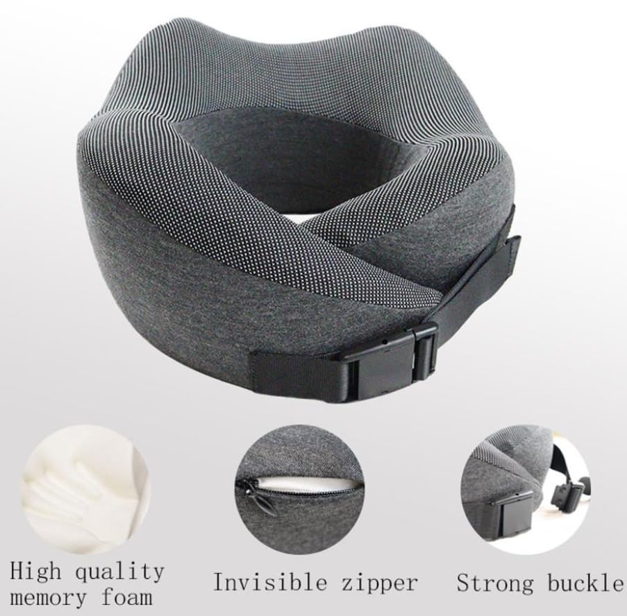 Cervical Oreiller en Mousse à Mémoire de Forme,Oreiller de Voyage/Camping/Plage Compressible,Soutien du Cou et de la Tête,pour Avion,Voitures,Trains,Bureau,Facile à Démonter et à Laver(2PCS)