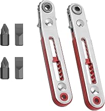 6 Pieces Mini Reversible Offset Ratchet Screwdriver, Flat Head Elbow Screwdriver Reversible Ratchet, Mini Ratchet Wrenches, Ratchet Screwdriver Wrenches, for DIY Hand Tools