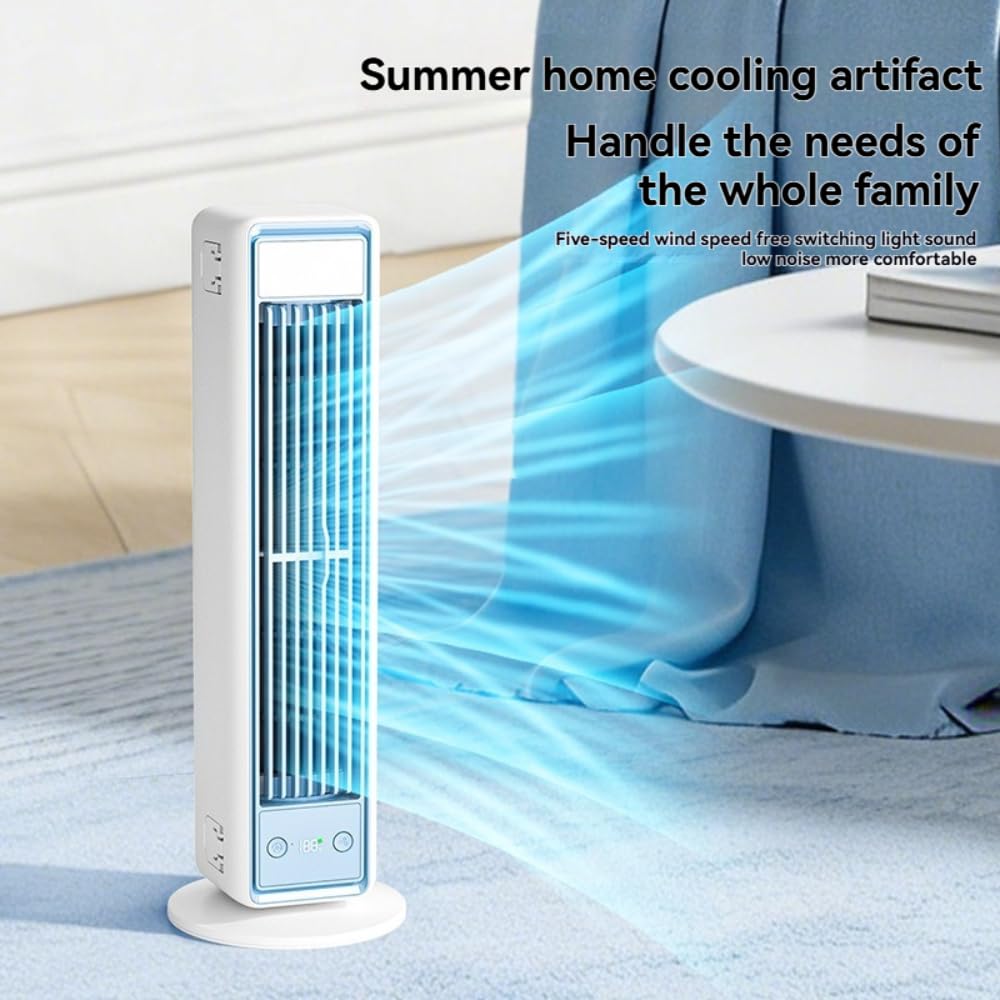 Torretta Ventilatore Senza Pale USB 3600mAh Silenzioso Con Telecomando for | Bianco, 79x82.5mm, Senza Base, Gancio a Parete, Piedini di Supporto, Luce Soffusa, 655g, Non Specificato