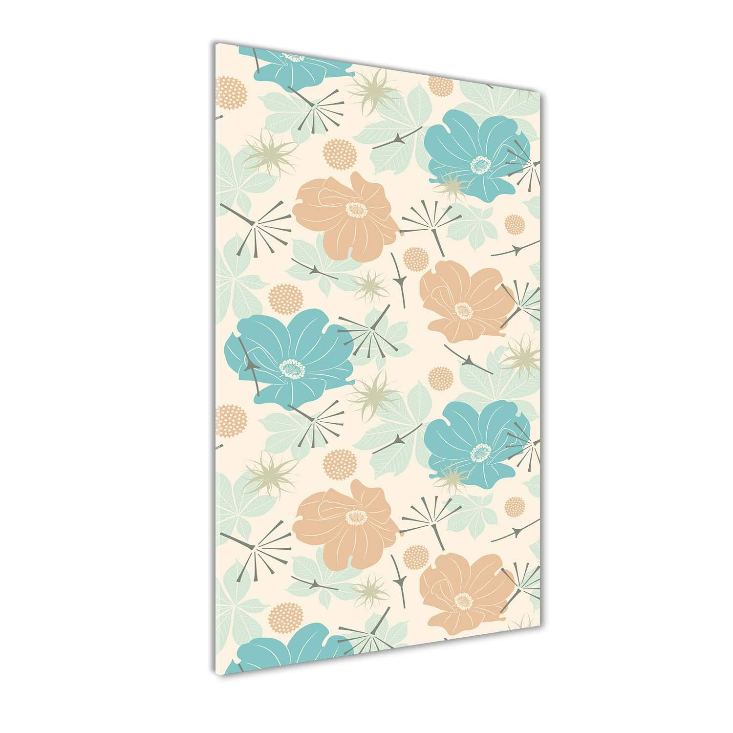 Tableau pour la mur en verre acrylique bleu floral facile à poser