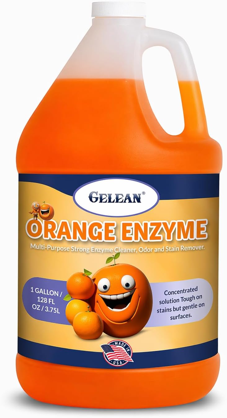 Multi-Purpose Enzyme Cleaner - MADE IN USA - Concentrate MAKES 64 GALLON - Stain and Odor Eliminator - ORANGE ENZYME - Odor Floor Cleaner All Purpose 128 oz