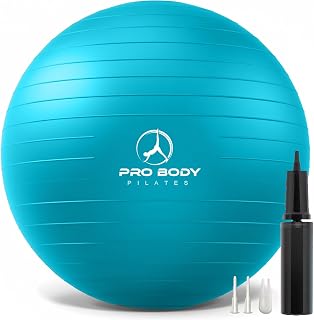 ProBodyPilates Yoga Ball - Anti-Burst Stability Exercise Ball for Pregnancy, Core Workouts, Physical Therapy - 55/65/75cm