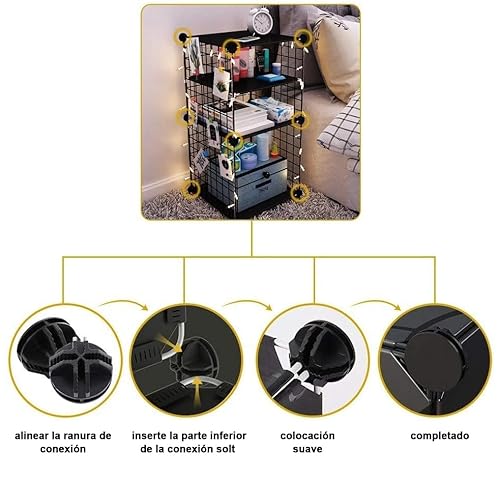 Miniatura 4 de Afasoes 20 Pcs Conector De Cubo De Rejilla De Alambre Plástico Conectores De Plástico Para Estantería De Armario Cubo De Almacenamiento Estantería De Almacenamiento Armario Organizador Negro