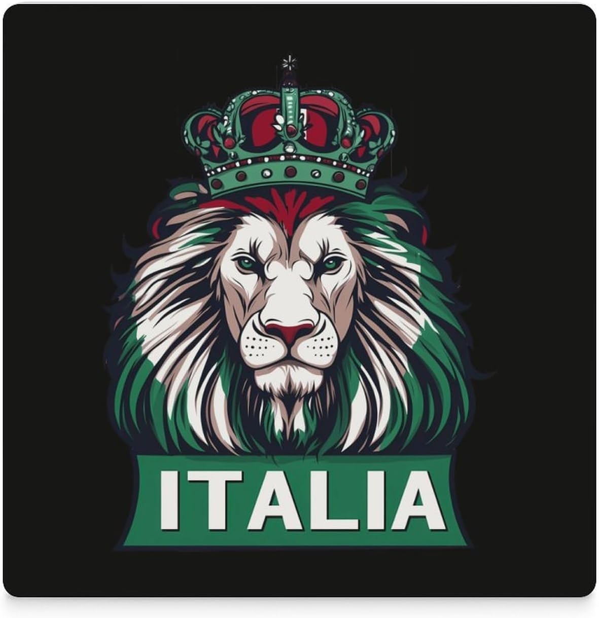 Lion Italy Italian Flag Coasters for Drinks Square Ceramic Coasters Cup Mats with Cork Base