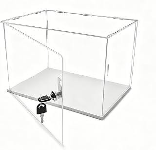 Long Lockable Storage Showcase for Collectibles, Clear Stackable Acrylic Dolls Organizing Case, Huge Countertop Display Box for Miniatures(25x20xH15cm/10x8x6in)