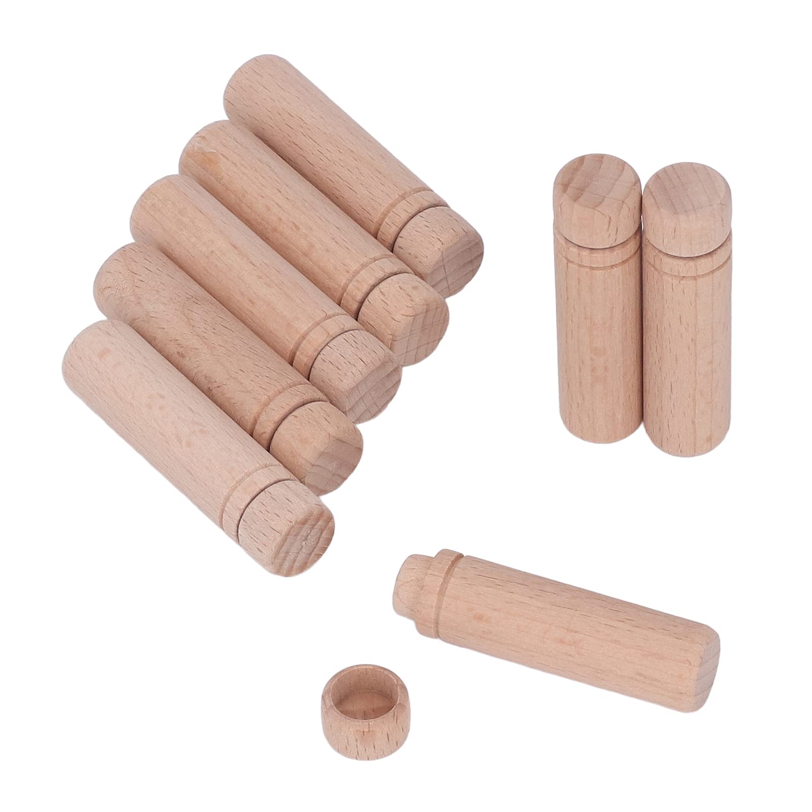 Wooden Needle Case Polished Portable Sewing Needle Holder with 3 Stickers for Household Needle Storage Sewing Supplies Solid Wood Material 1.5 x 6cm 8pcs