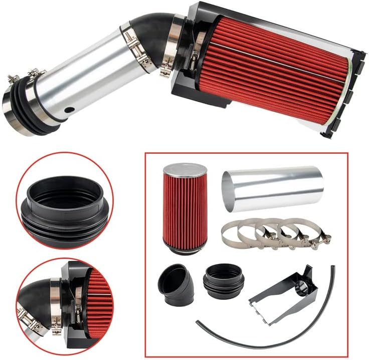 KAC Air Intake Kit, 4" Cold Air Intake System Kits w/Filter Aluminum Compatible with 1999-2003 F250/F350 Super Duty 1999-2003 Excursuion 7.3L V8 (Red)
