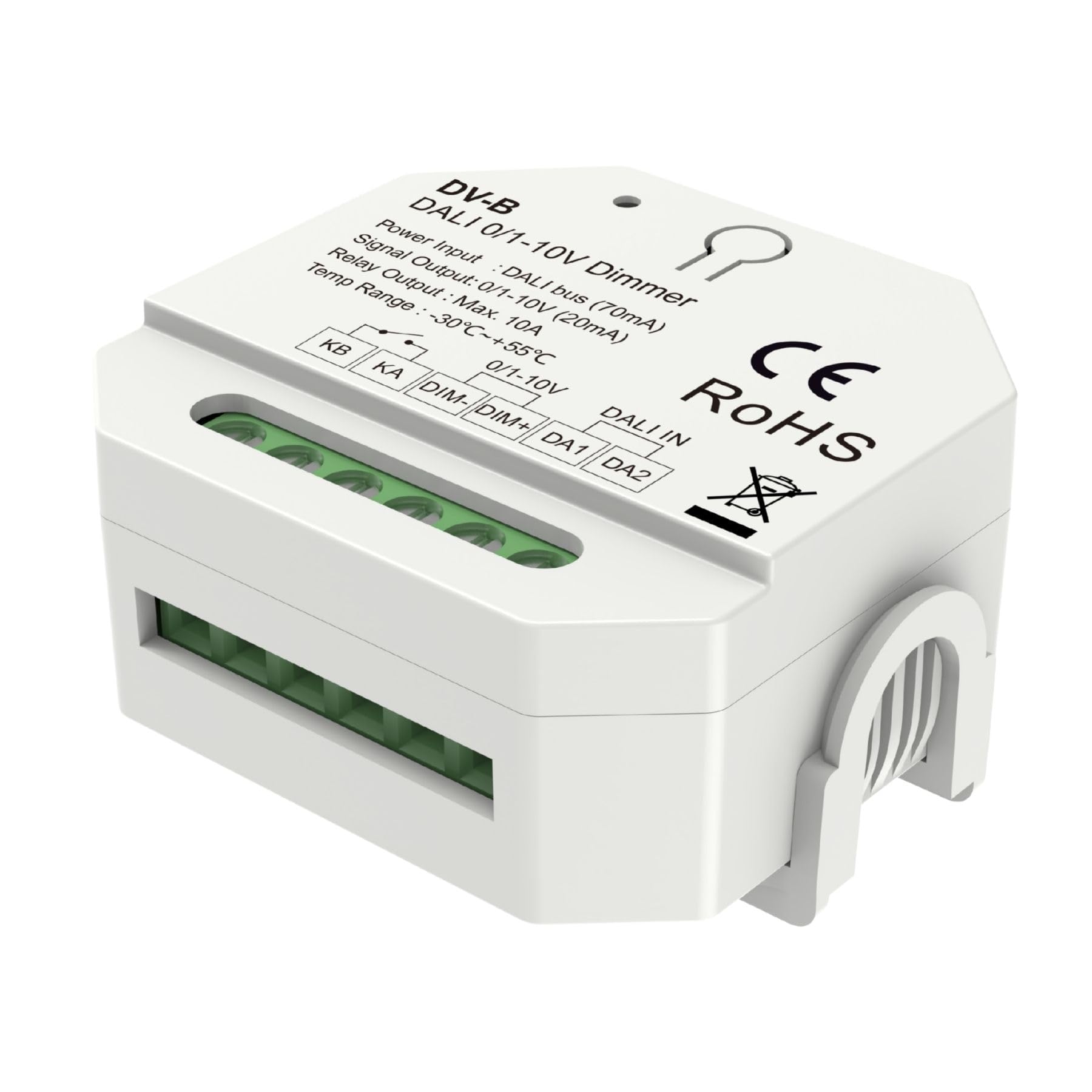Mini Convertitore DALI a 0-10V 1-10V, Led Dimmer con Relè 10A, 1 Canale, Alimentato da Bus 16V (70mA), Output Driver 0/1-10V (20mA) e Luci LED Monocolore, 56X56X28mm da Incasso