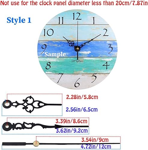 Miniatura 3 de Mecanismo de movimiento de reloj de pared de cuarzo sin tictac, piezas de repuesto con 3 pares diferentes de manos (longitud del eje de 1/4 de