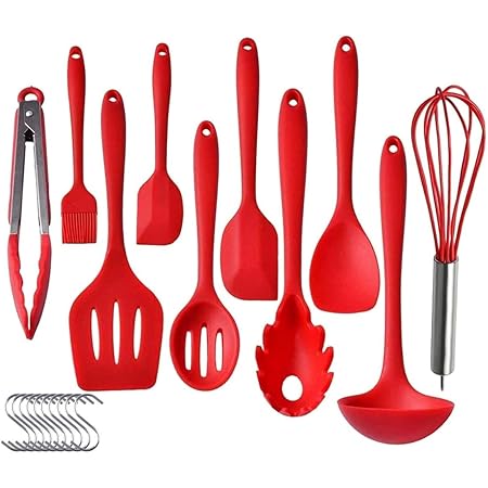 Amazon Gucolubu キッチンツール クッキング用品 シリコン製 木の柄 耐熱 調理ツール 収納簡単 13点セット調理 料理 製菓器具 台所用品 穴あき おたま スロットスプーン スパゲッティサーバー スロット フライ返し シリコンブラシ トング お玉 大へら ヘラ スプーン