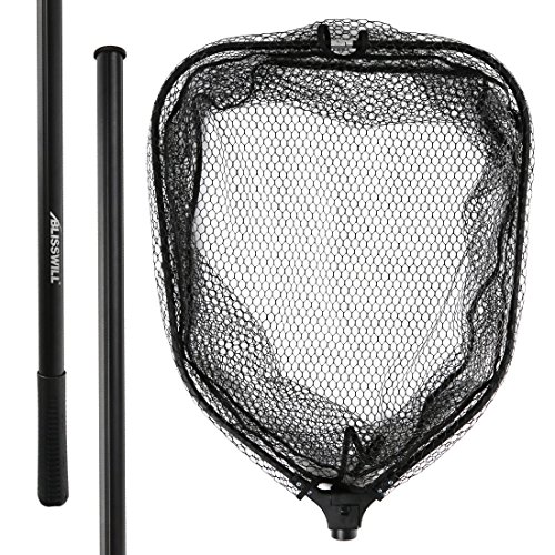 BLISSWILL Large Fishing Net Collapsible Fish Landing Net with Extendable Handle Knotless Nylon Fishing Net Safe Fish Net Durable Telescopic Dip Net for Fishing