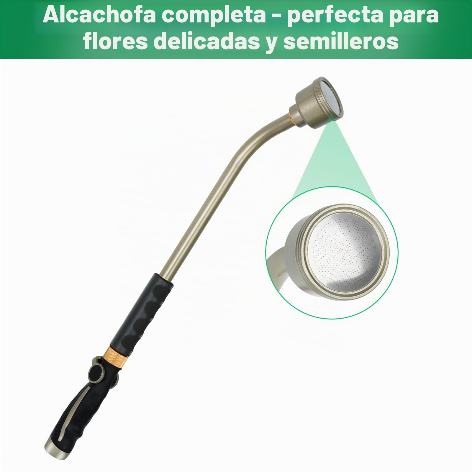 RESTMO Lanza de Riego de Jardín, varita de pulverización de ducha suave y completa de 61 cm con control de flujo del pulgar, pistola de pulverización de tubo de manguera resistente para macetas