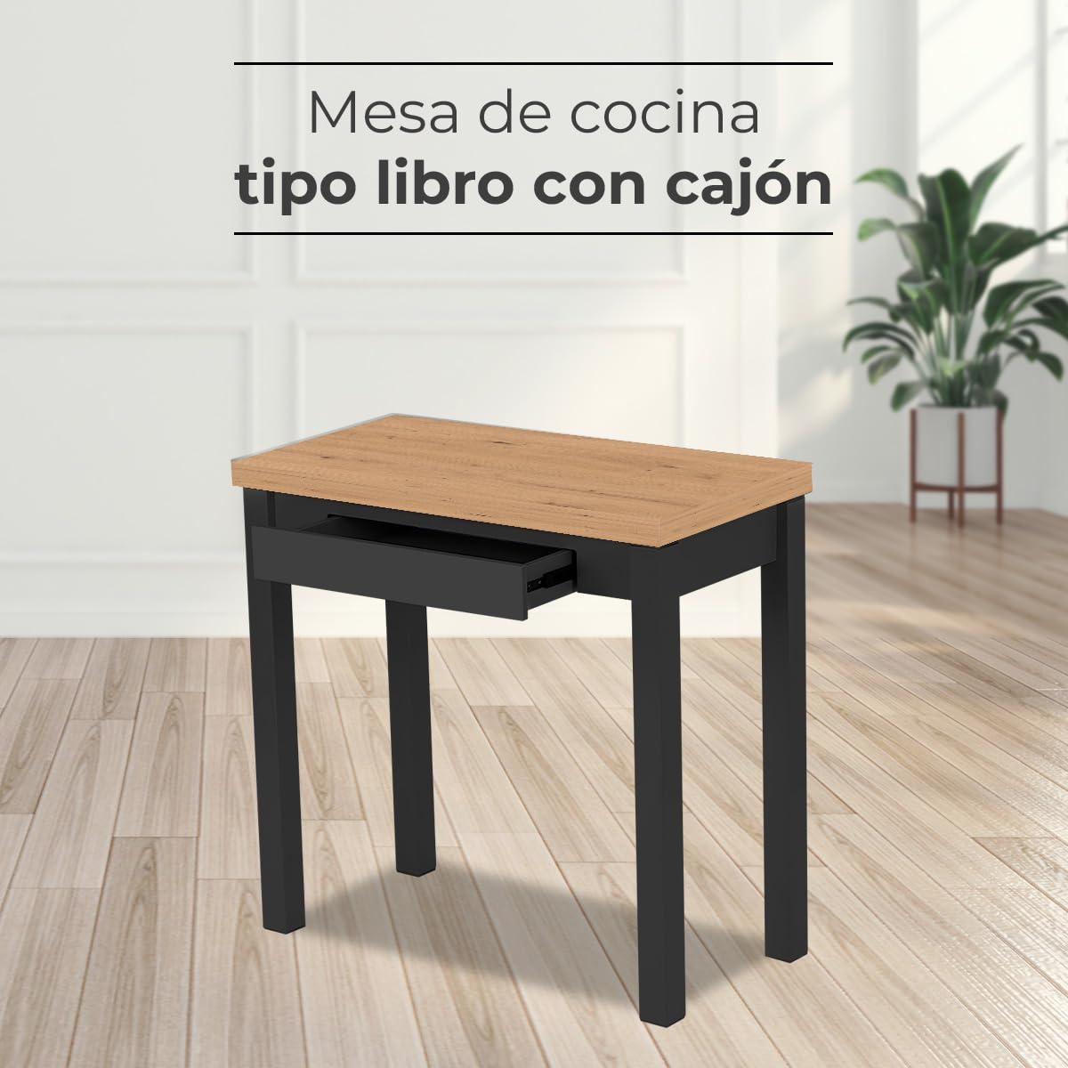 ASTIMESA Tavolo da Cucina a Libro, amazzone, 80 x 40 cm a 80 x 80 cm