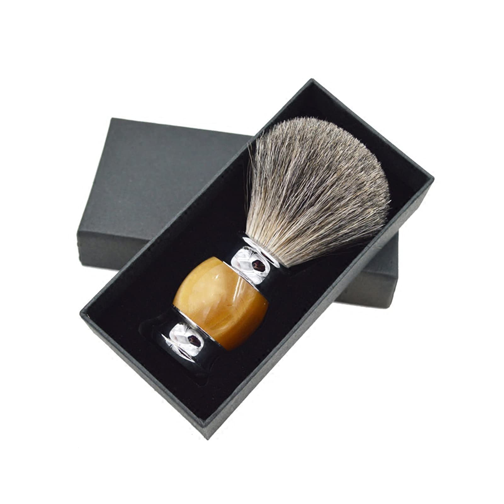AnSafe Pennello da Barba Fatto a Mano Tasso Capelli Barba Pennello in Schiuma Portatile retrò Pennello da Barba Bagnato