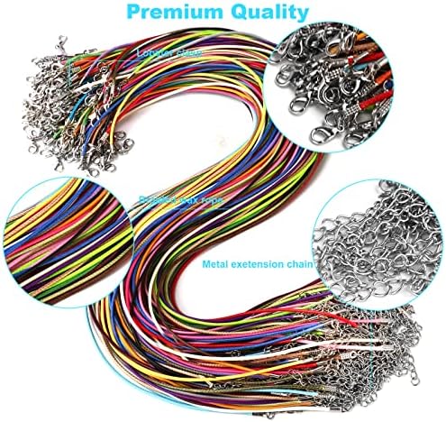 100Pcs Leather Necklace Cord with Clasps, Rope Necklace String, 25Color Necklace Cords for Pendants, 19.7" Premium Necklace Chains for Jewelry Making Supplies, 1.5mm Waxed Necklace Bracelet Cord DHOOZ — view 3