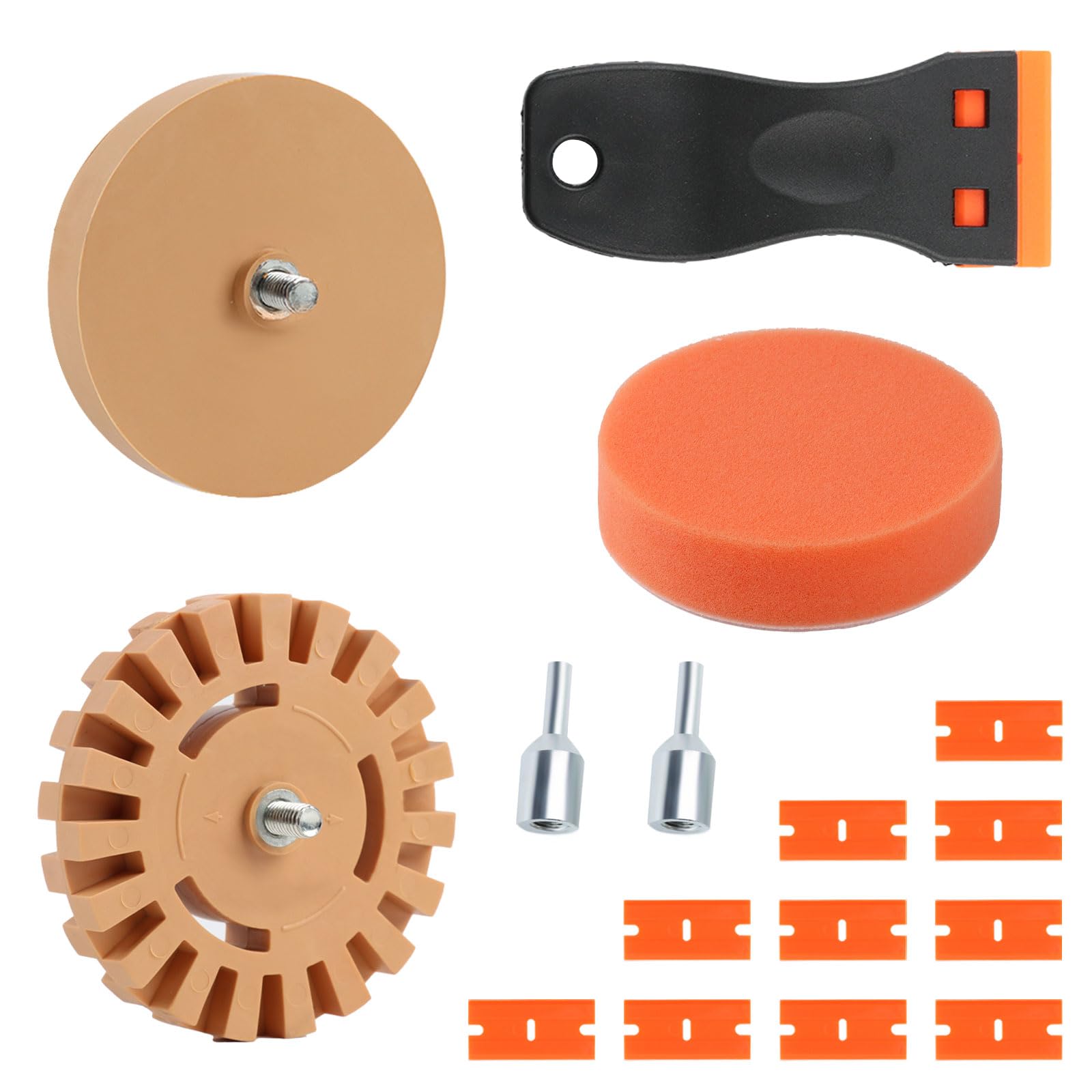 2 Stuks Zelfklevende Rubberen Wielsticker, Foliegum met Adapter, Eraser Wheel, Verwijderen Krijtstrepen voor het professioneel verwijderen van folie en lijmresten op voertuig