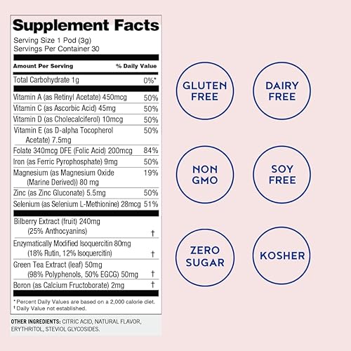 Miniatura 5 de Immunity+ BlackBerry Mint - Paquete de iniciación de cápsulas potenciadoras de agua con sabor a menta, sin azúcar, zinc, hierro, vitamina C,