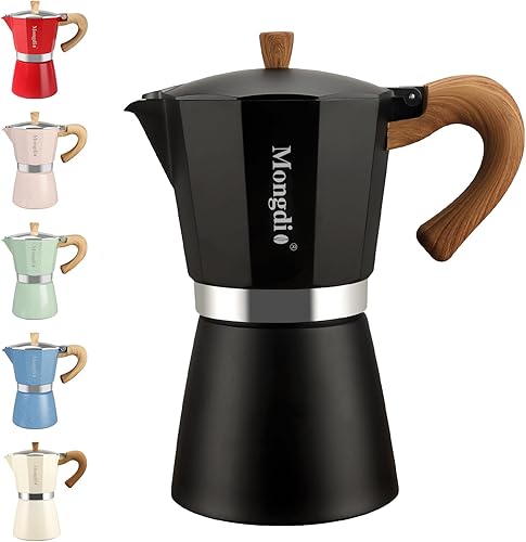 Mongdio Cafetera de café expreso para estufa, cafetera cubana, cafetera de estufa Moka Italian Espresso Greca, cafetera percoladora, 6 tazas de