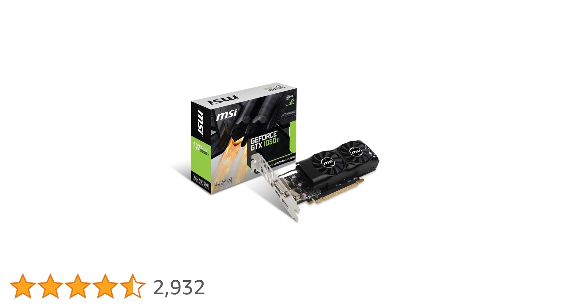 MSI GeForce GTX 1050Ti 4GT LP Gaming Graphics Card - 4GB GDDR5