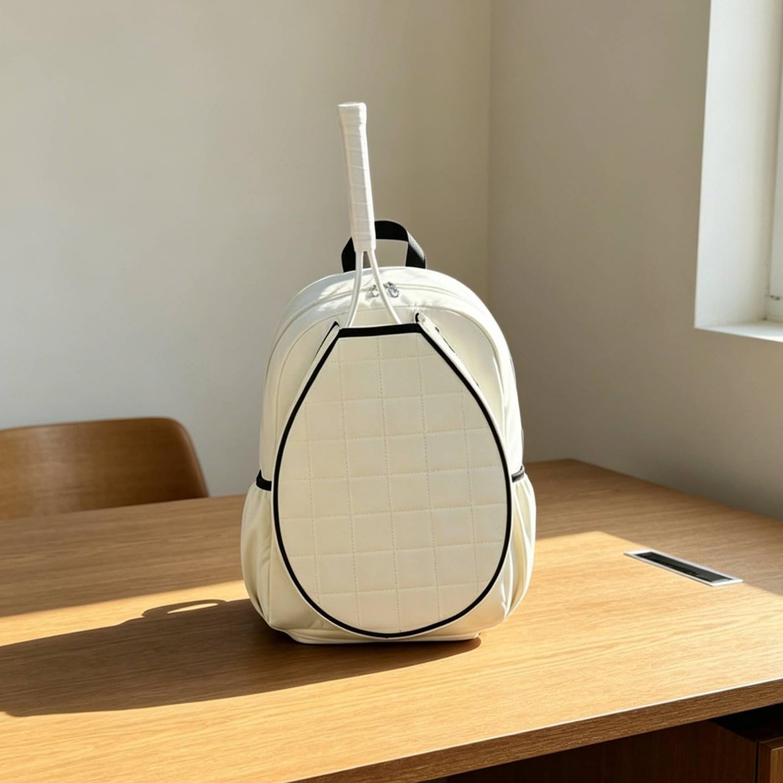 Zaino da Tennis Borsa Racchetta Zaino Sportivo Zaino Palestra Borsa Spalla con Tasca Frontale per Racchetta Separata Nylon Antipioggia Adatto per, Nero