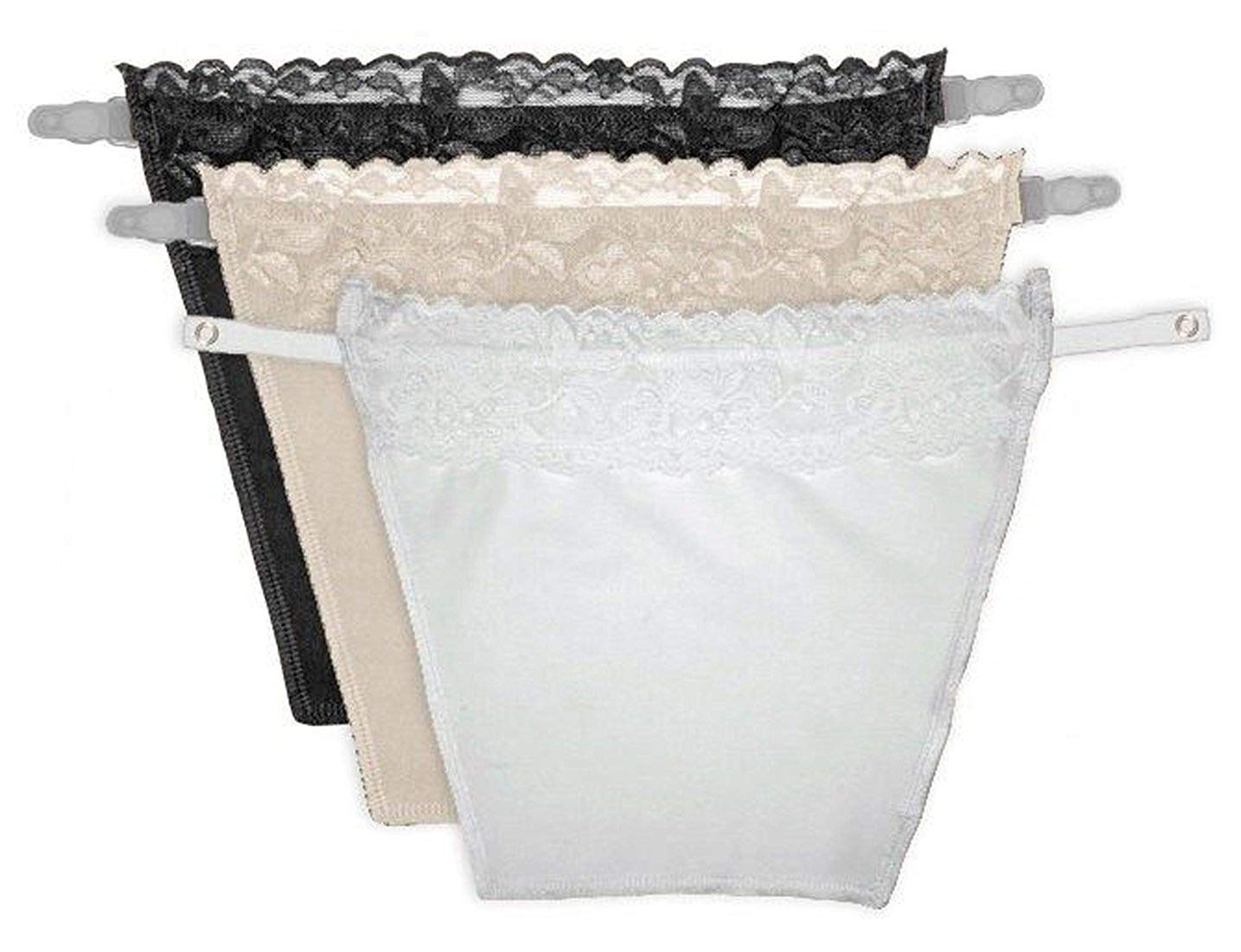 fillory Women's Cotton Clip-on Mock Lace Camisole Cami Secret (Black, White, Beige, Free Size)- Set of 3-picture-23