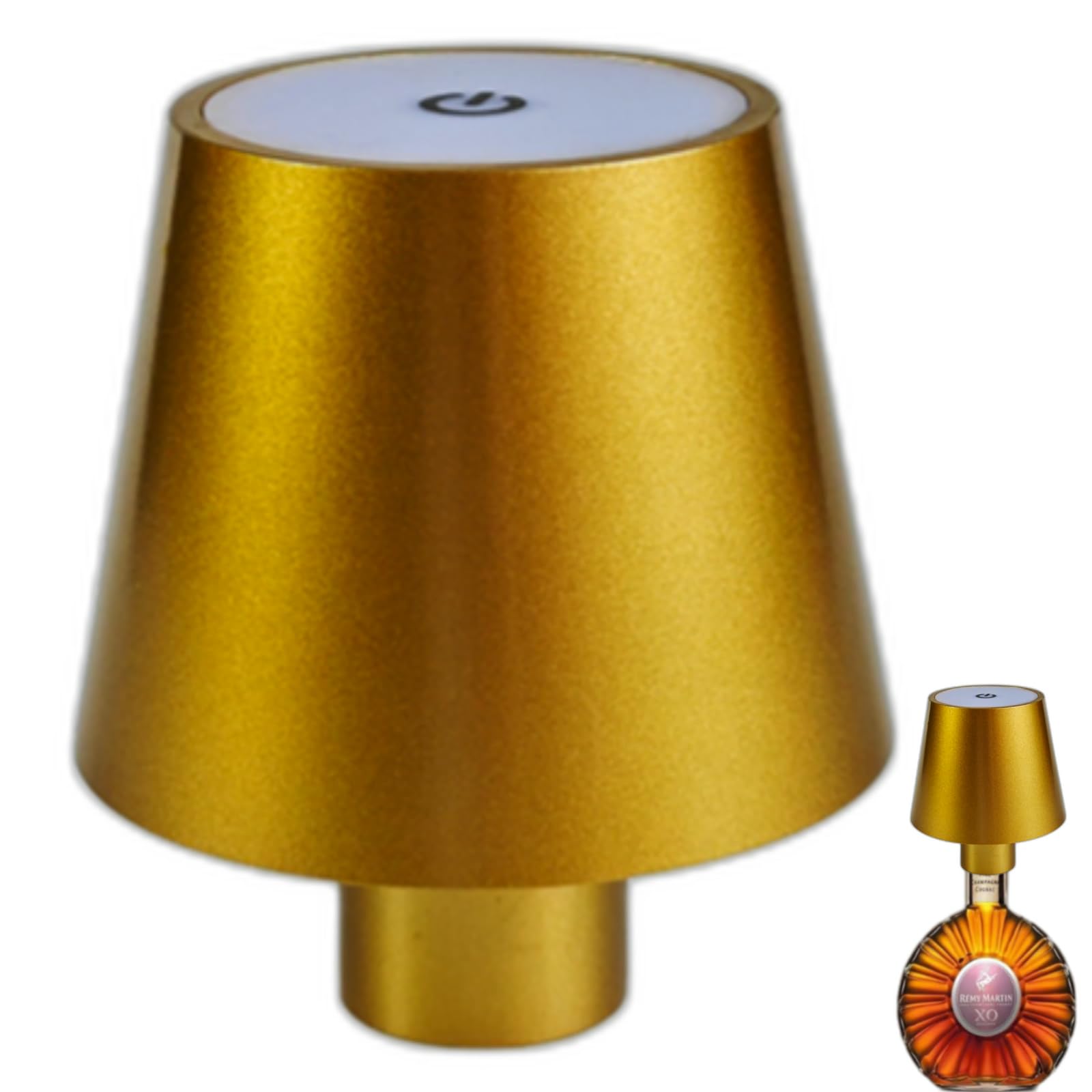 Brabola Wireless Bottle Lamp, Cordless Wine Bottle Light Head 3 Color Modes Dimmable Table Lamp Rechargeable Touch Control Desk Lamp for Bedroom, Restaurant, Bar, Office, Christmas (Gold)