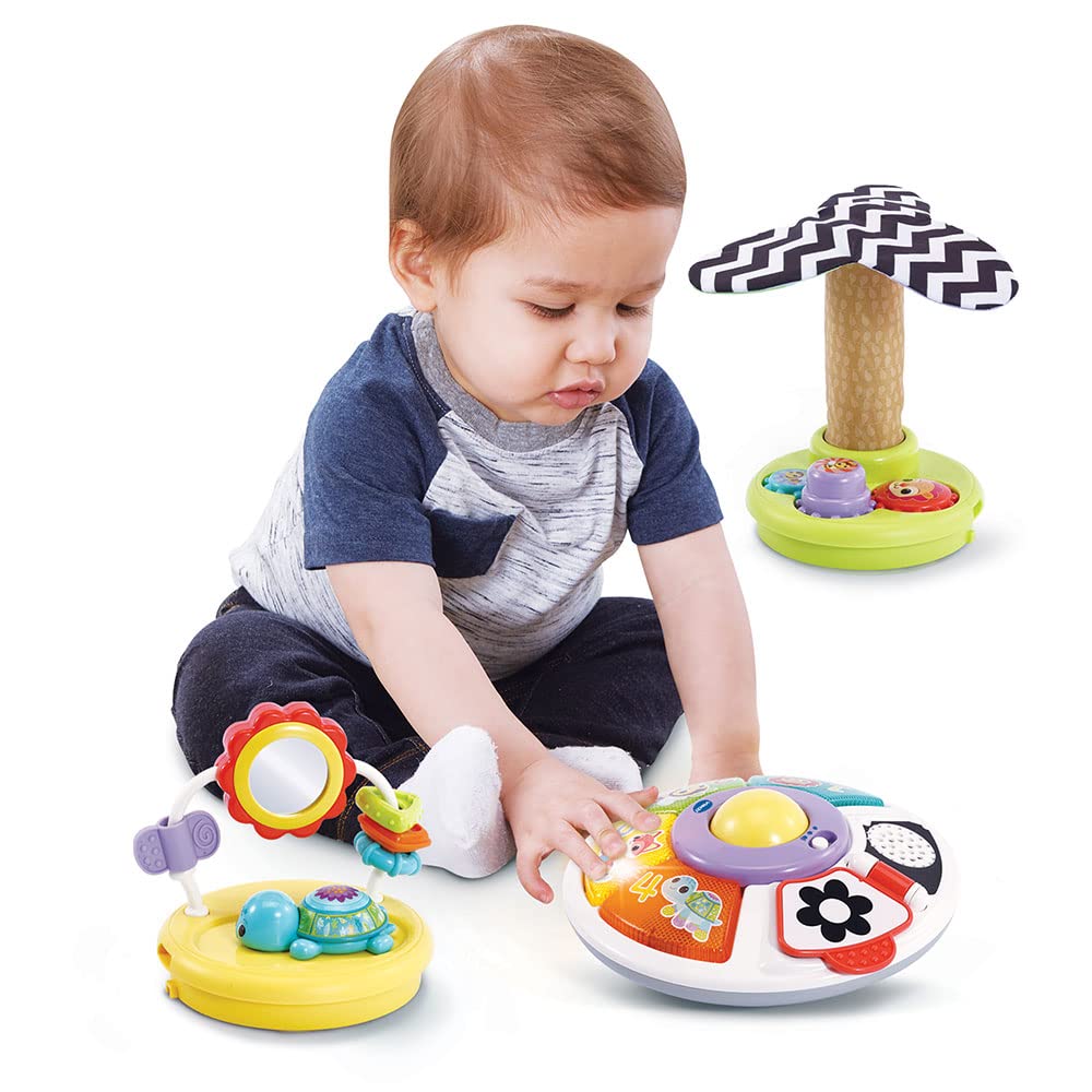 VTech - Siège-Rehausseur Interactif 5 en 1, Siège de Table Évolutif, Rehausseur Chaise Bébé, Plateau d'Activités Détachable, Jouet Sensoriel d'Éveil, Cadeau Bébé Dès 6 Mois - Contenu en Français