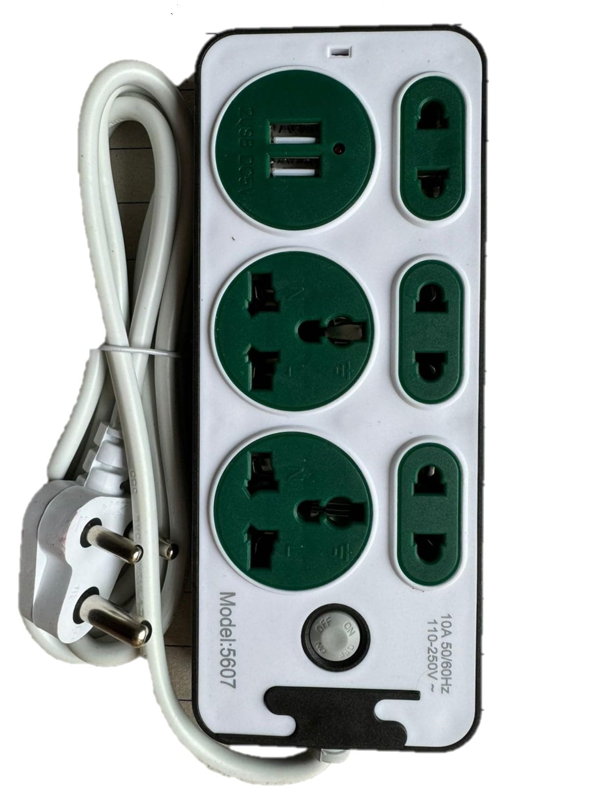 Extension Board 7 Socket 2.5 Meter Wire Length Power Strip Three Pin Plug/2 USB dc5v (Green Color)-image-4