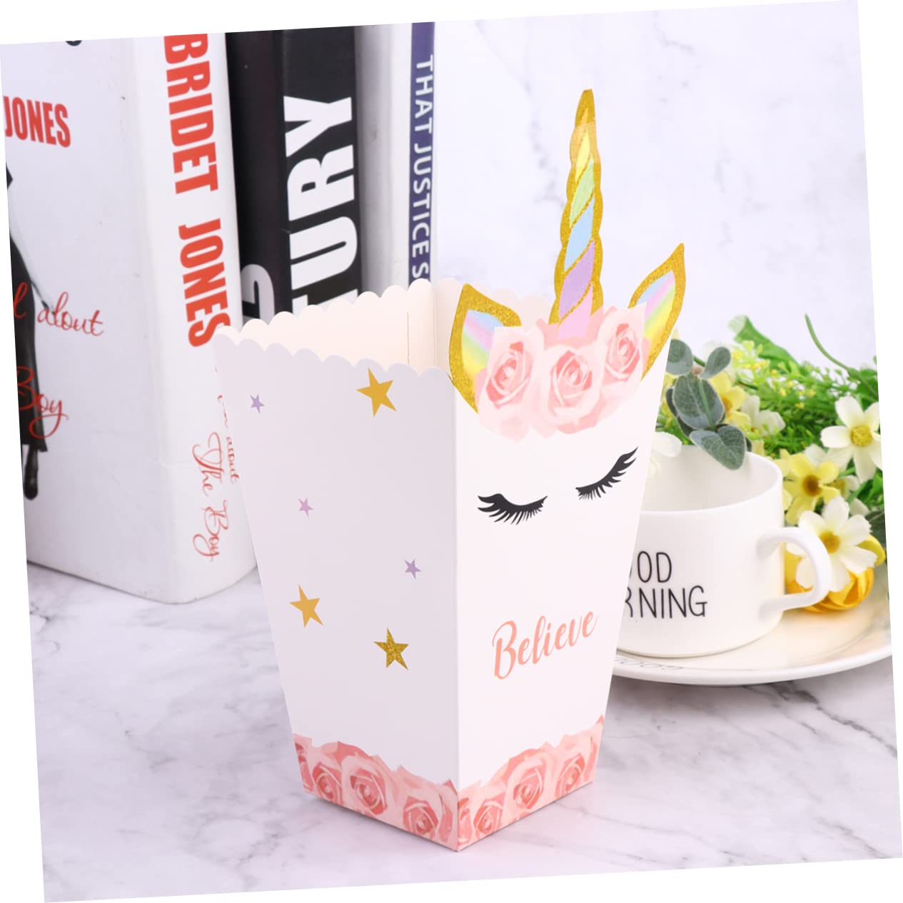PRETYZOOM Valentine's Day Popcorn Containers 12pcs Unicorn Paper Boxes Small Popcorn Holders Easy Closure Safe Lightweight