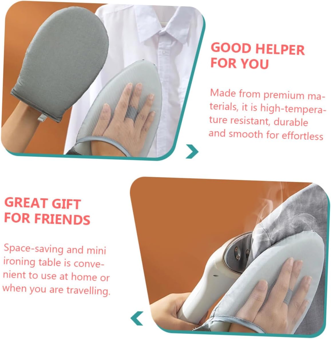 GLEAVI 2Pcs Ironing Board Insulation Glove Steam Mitt for Handheld Garment Steamers Heat Resistant Ironing Accessories for Clothes Convenient Storage and Care