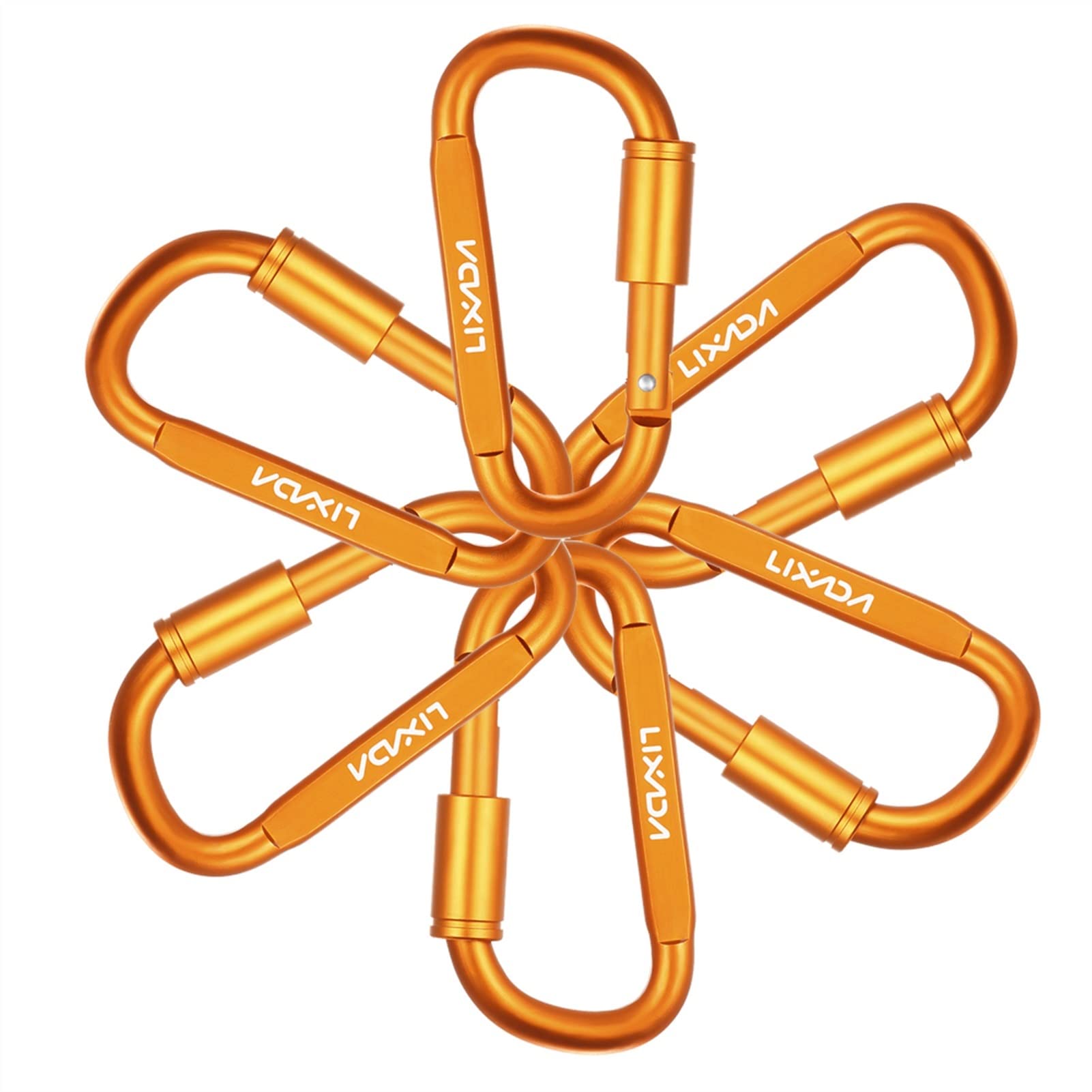 Mousqueton, Lot de 6 mousquetons Robustes 12 KN for hamacs, Camping, randonnée, Escalade, Mousqueton, Boucle Verrouillage(6pcs Gold 2)