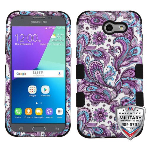 Wydan Case for Samsung Galaxy J3 Emerge / J3 2017 / J3 Prime / J3 Mission / J3 Eclipse / J3 Luna Pro/Sol 2 / Amp Prime 2 / Express Prime 2 - Hybrid Shockproof Protective Phone Cover - Paisley