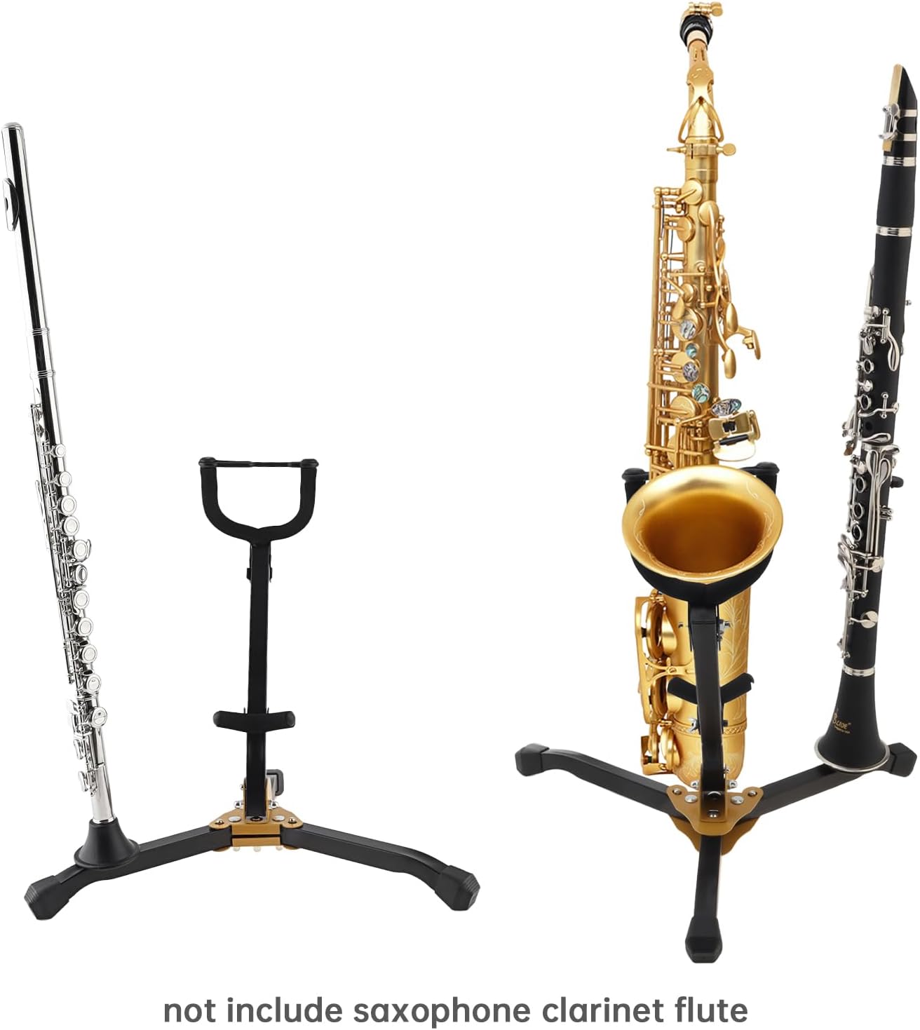 REMAGIC Alto & Tenor Saxophone Stand with 1 Clarinet / Flute Stand, Folding Saxophone Stand holder Rack, Straight Metal Sax Tripod Holder ,Portable Saxophone Support for Live Performance Travel